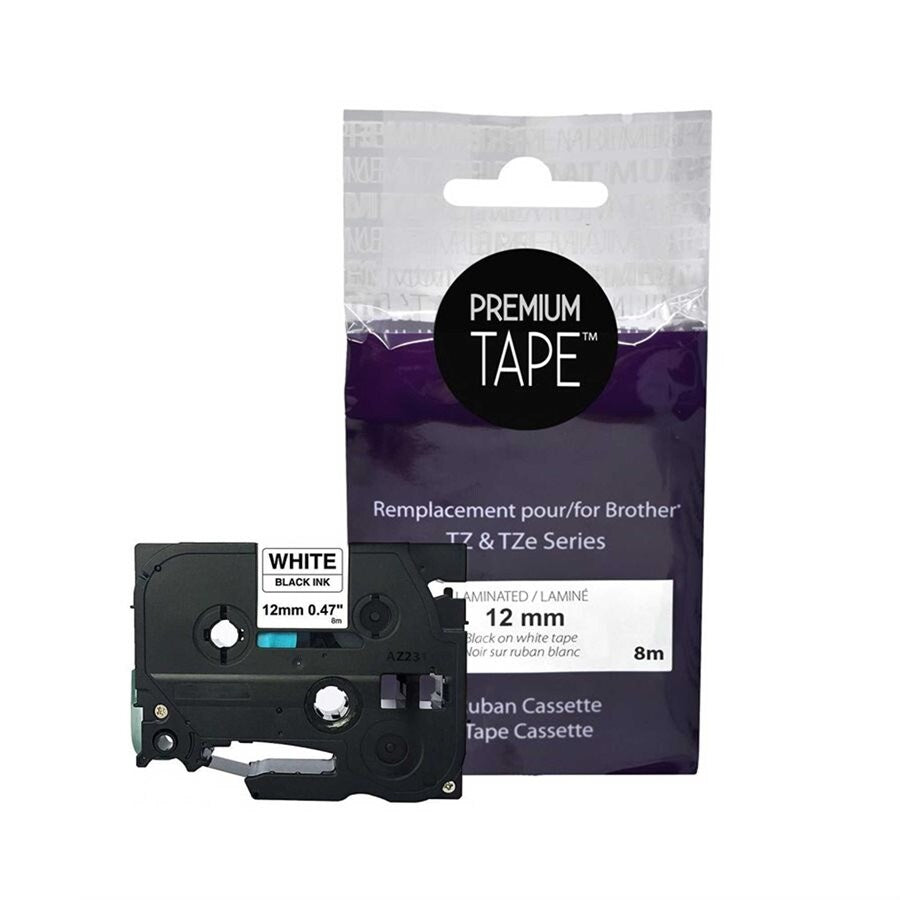 Brother TZ-231 NOIR/BLANC 12mm compatible