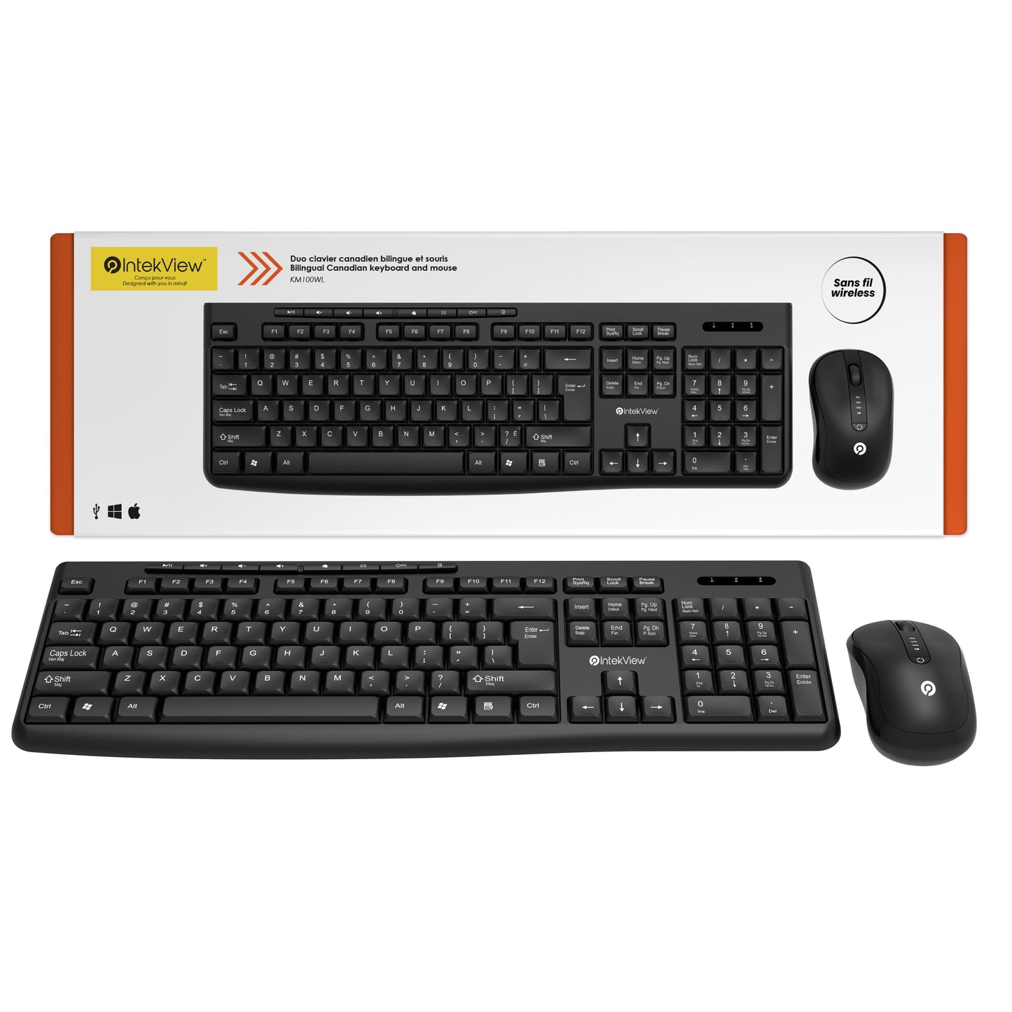 Intekview Ensemble clavier bilingue et souris sans fil