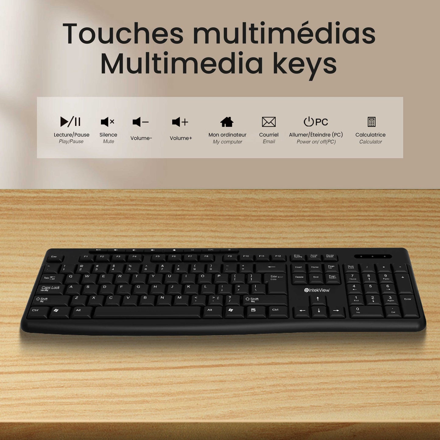 Intekview Ensemble clavier bilingue et souris sans fil