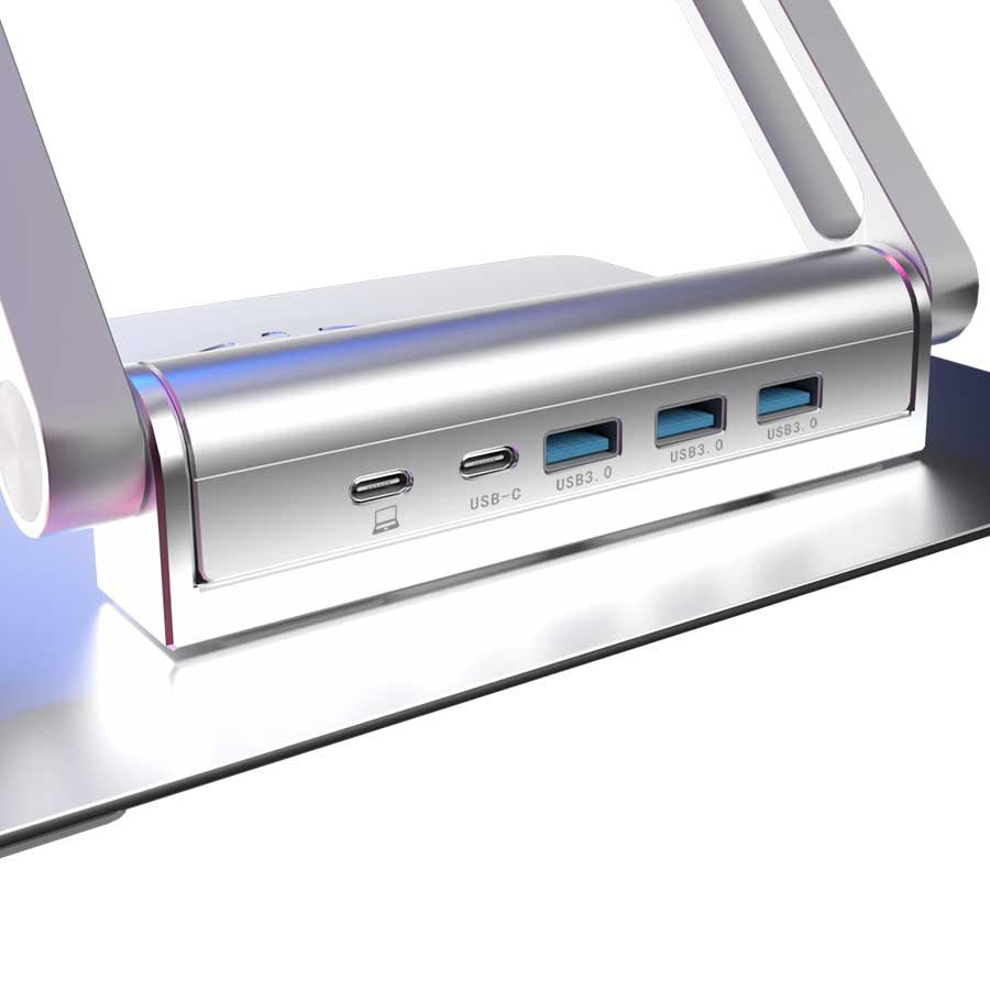 Support pour ordinateur portable 360 en acier avec port USB-C