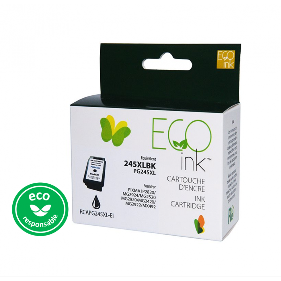 Multipack de cartouches d'encre remanufacturées 245XL/246XL compatible avec imprimantes Canon PIXMA MG2400, MG2420, MG2500, MG2520, MG2522, MG2525, MG2550, MG2900, MG2920, MG2922, MG2924, MG2929, MG3000, MG3020, MG3029, MG4200, MX490, MX492, TR4500, TR4520, TR4527, TS202, TS302, TS3100, TS3120, TS3125, TS3127, TS3129, TS3320, TS3329 et iP2820. Impressions nettes, couleurs éclatantes et rendement de 300 pages en noir et couleur.
