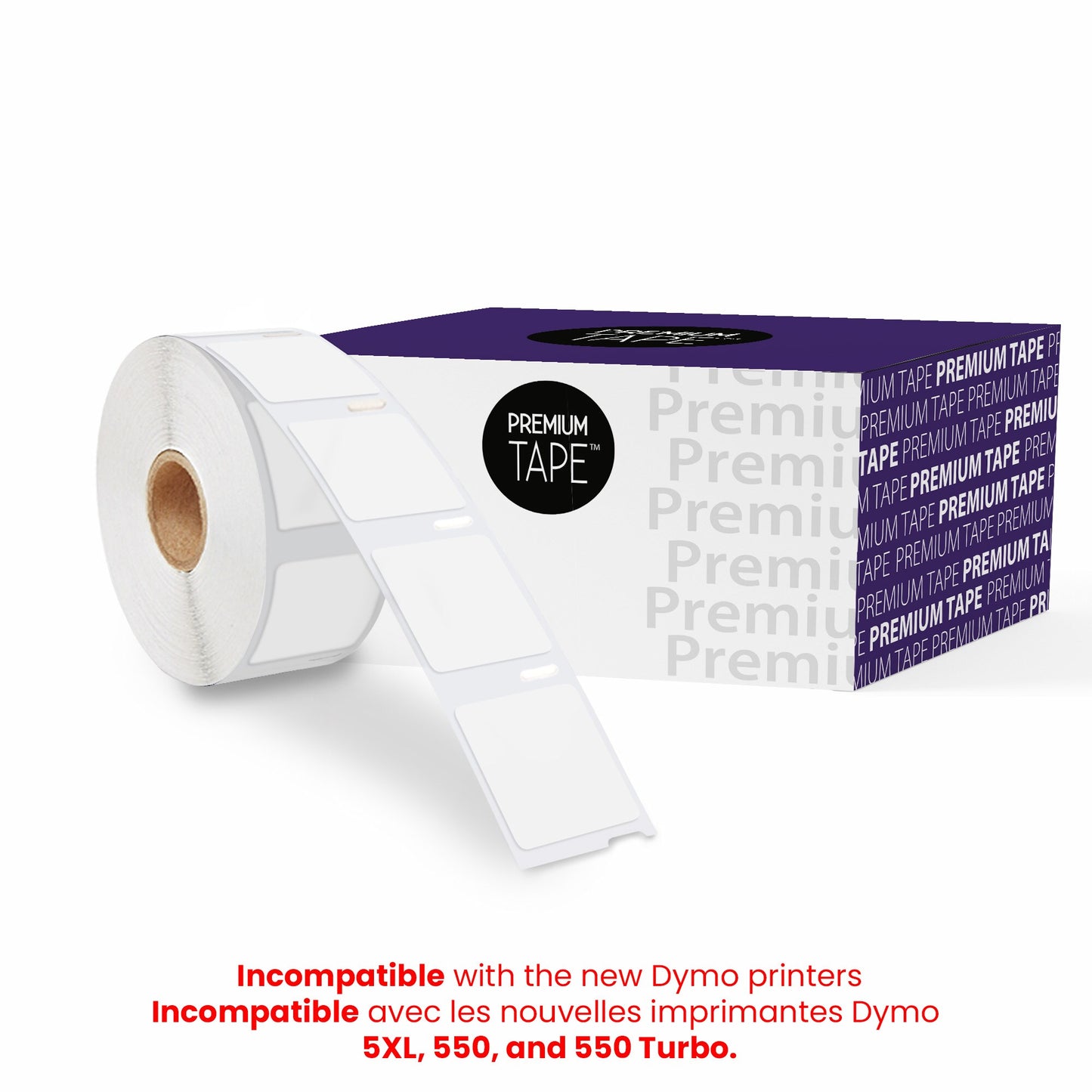 Étiquettes Dymo 30332 carrées blanches 1" x 1", rouleau de 750 étiquettes compatibles, parfaites pour l’organisation, l’étiquetage ou l’expédition, sauf avec Dymo 5XL, 550 et 550 Turbo