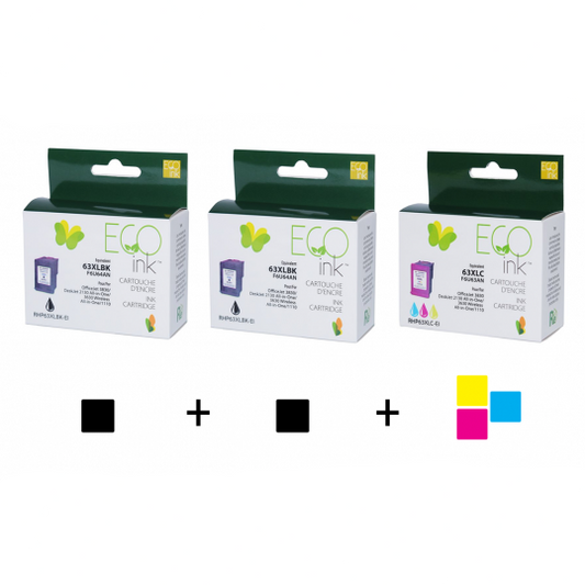 Combo HP 63XL recyclé Ecoink