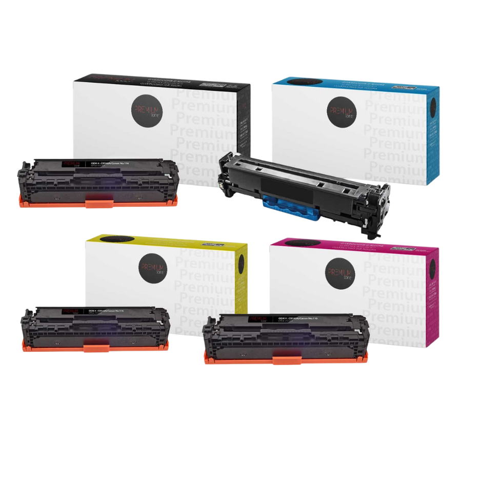 Cartouche Toner Universelle Compatible HP CB540A-CB543 / Canon no.116, 2 200 Pages (Noir), 1 400 Pages (Couleur)