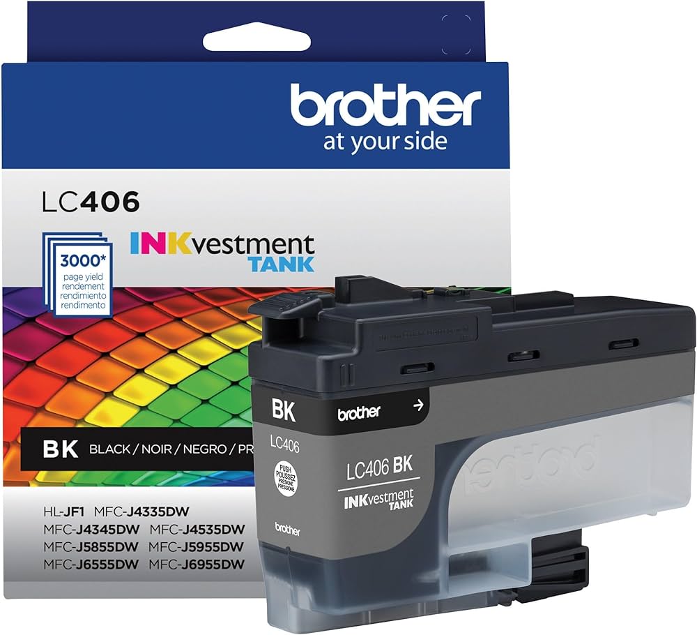Cartouche d’encre noire Brother LC406BKS originale INKvestment Tank standard yield black ink cartridge 3000 pages for Brother printers