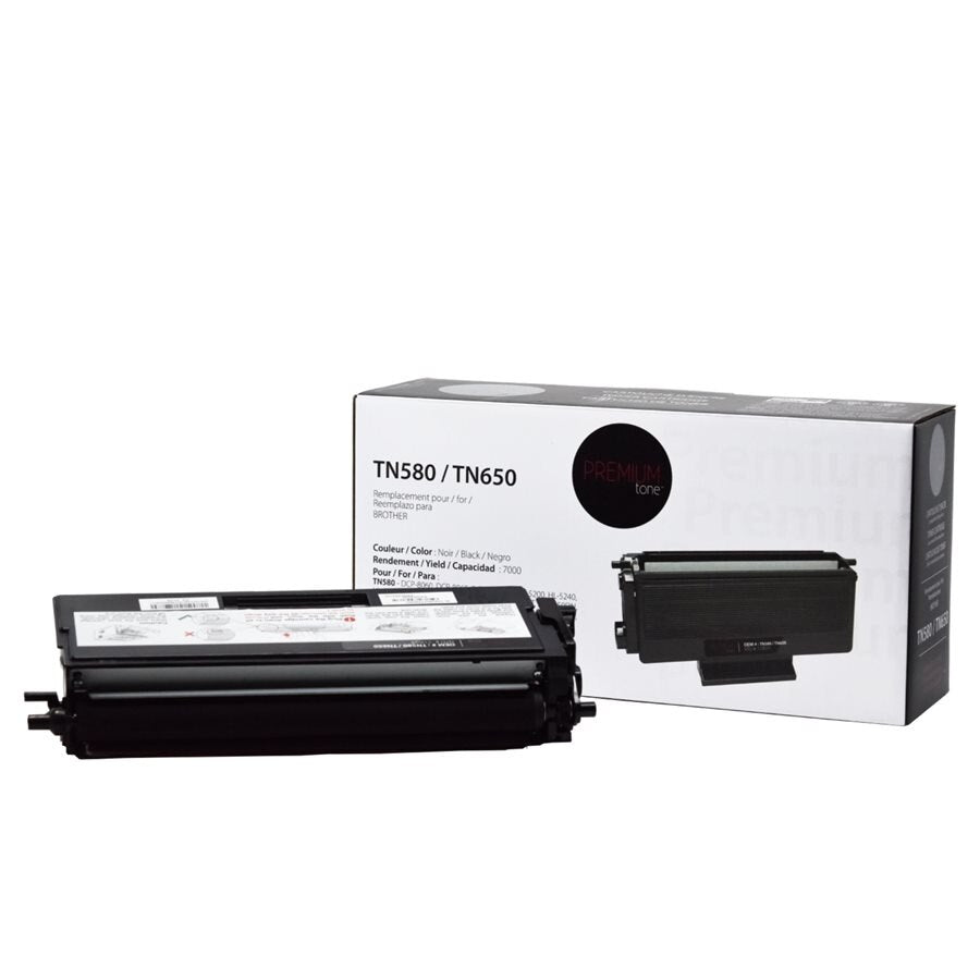 Cartouche de toner compatible Brother TN580 / TN650 Premium Tone – Noir, rendement 7 000 pages – performance fiable et économique pour imprimantes Brother