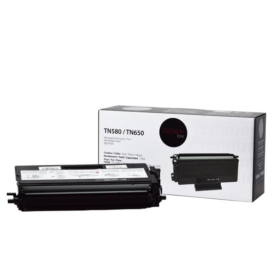 Cartouche de toner compatible Brother TN580 / TN650 Premium Tone – Noir, rendement 7 000 pages – performance fiable et économique pour imprimantes Brother