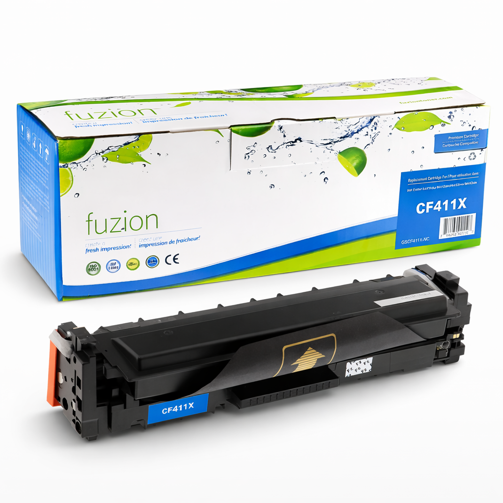 Cartouche de toner compatible HP CF411X cyan avec boîte, cartouche certifiée pour imprimantes HP LaserJet Pro M452 et M477