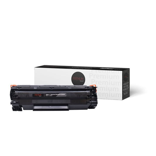 Cartouche de toner compatible HP CB435A / CB436A / CE285A / Canon 125 Premium Tone – Noir, rendement 2 000 pages – impression claire et économique