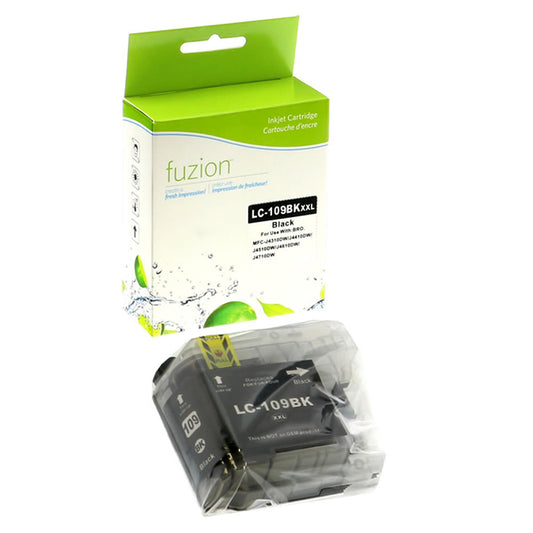 Cartouche d’encre noire compatible Brother LC109 de marque fuzion, rendement de 2400 pages, pour imprimantes Brother MFC-J6520DW, J6720DW, J6920DW