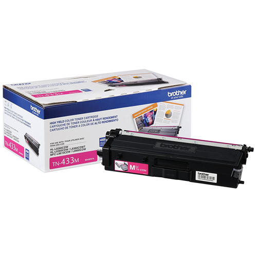 Brother TN433M Magenta Toner Cartridge, High Yield