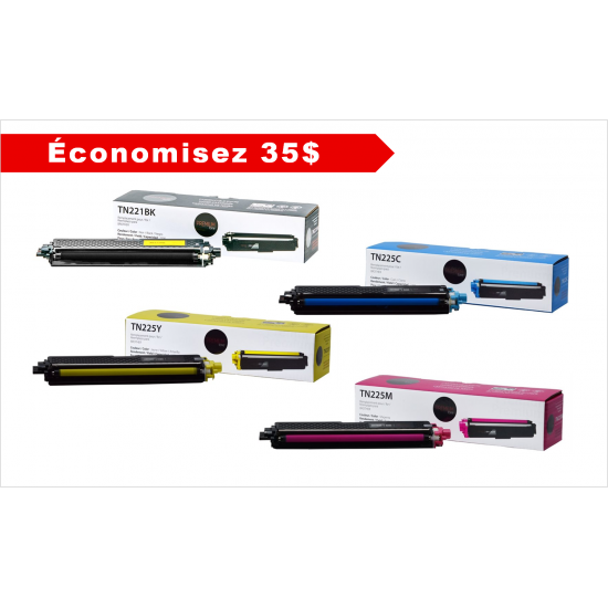 COMBO 4X Brother TN-221BK TN-225 C/M/Y compatible