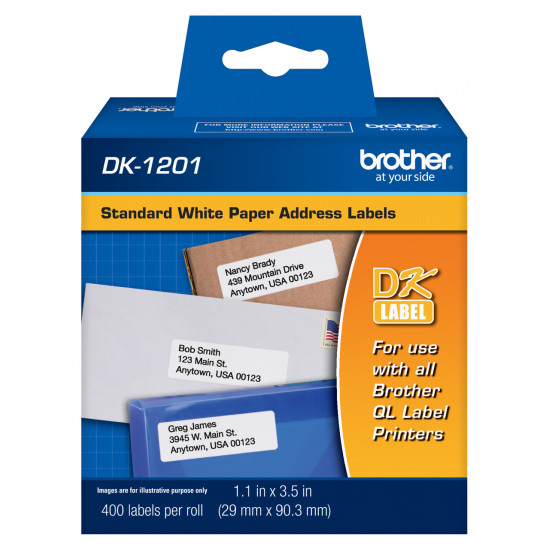 Étiquettes papier standard DK-1201 (1-1/7" x 3-1/2")