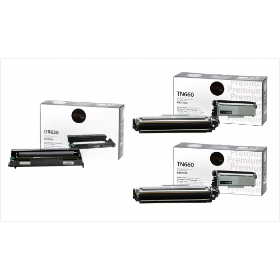 Brother tambour DR-630 + 2 toner TN-660 compatible