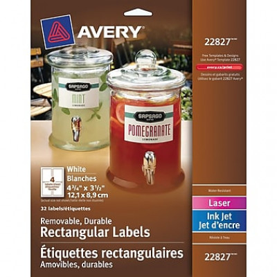 Avery 22827 Étiquettes durables, blanches, laser/jet d'encre